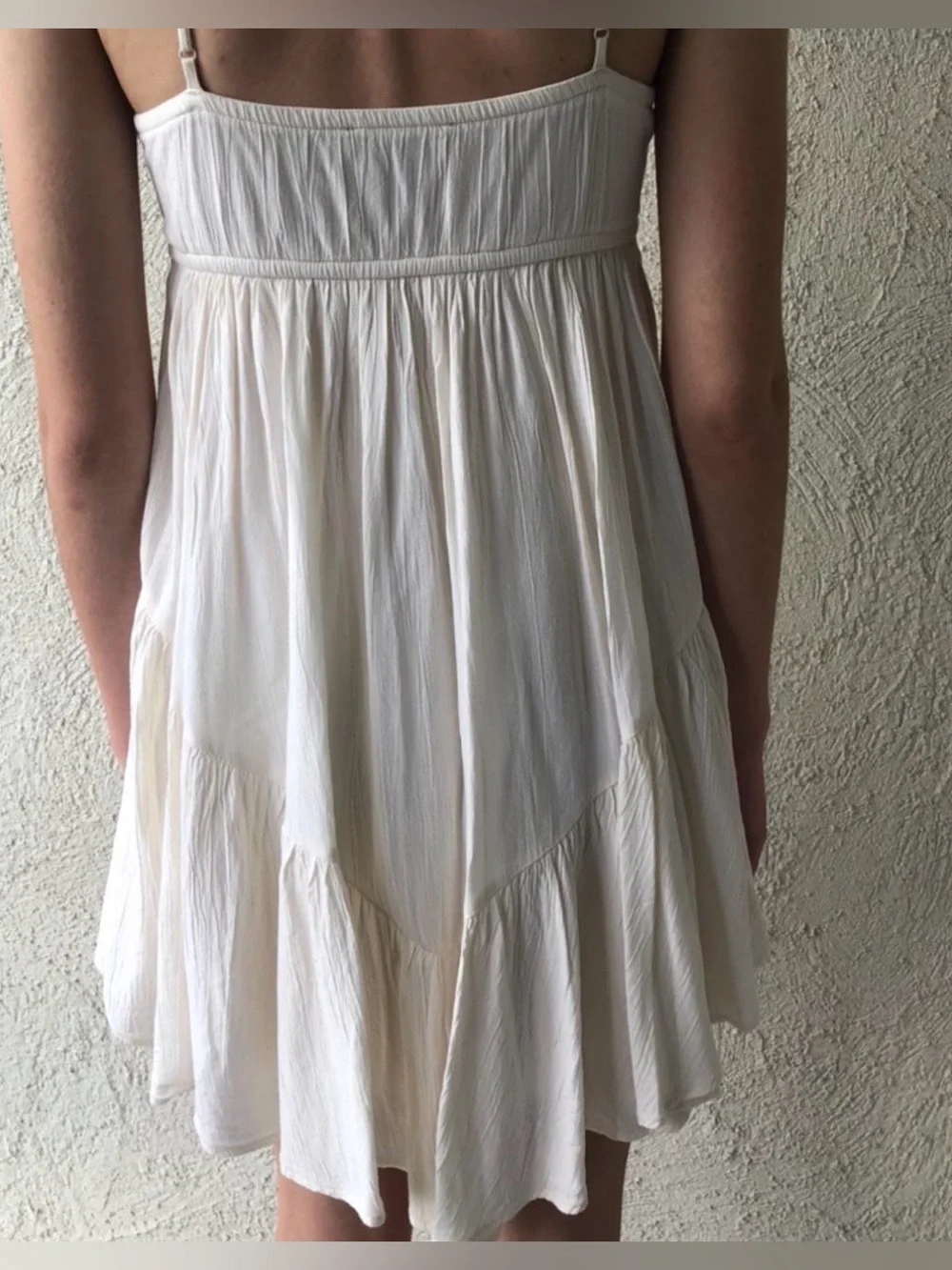 American Eagle Outfitters Boho Crochet Halter Mini Dress in Off-White Small